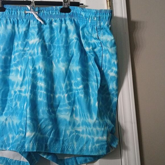 Lands' End blue white elastic drawstring waist swim trunks Sz XXL NWOT - Picture 2 of 5